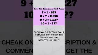Solve This Brain Teaser Math Puzzle|Maths Puzzle With Answer| #mathspuzzlewithanswer #youtubeshorts