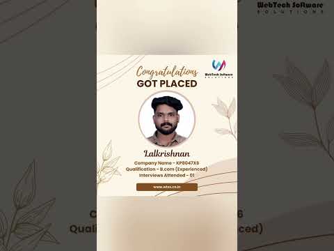 Congratulations Lalkrishnan🥳 #webtechsoftwaresolutions #webtech_bangalore 📞 8884574715 for Details.