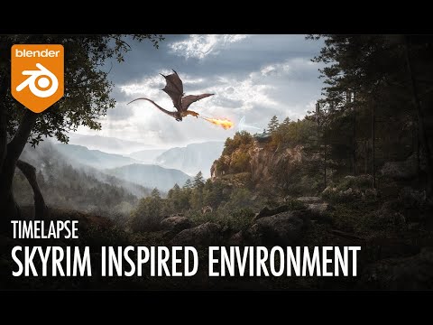 Creating Skyrim Inspired Environment | Blender Timelapse