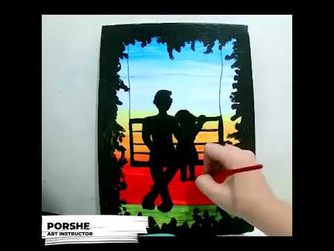 Father and Son Acrylic Painting | Silhouette Art | Paint and Sip LIVE