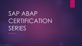 EP3: SAP ABAP QUESTIONNAIRE