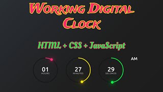 7 Digital Clock using HTML, CSS & JS || HTML + CSS + JS Effects || MasterEagle ||