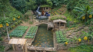 Time Lapse: Building a Paradise in the Forest | Build Log Cabin, Hydroelectric, Gardens & Fish Pond