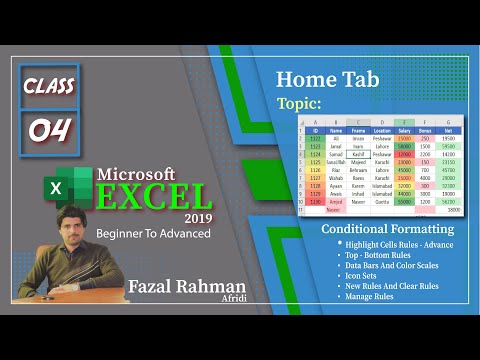 Conditional Formatting in MS Excel 2019 - Detail || Home Tab || Microsoft Excel 2019 || Class 04