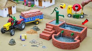 DIY Mini Tractor Builds Hand Pump Construction | Using Bricks | Village Water Supply | @topminigear