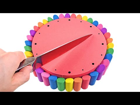 Satisfying Video l How to make Rainbow Whirlwind Cake into Kinetic Sand & Diagonal Cutting ASMR #99