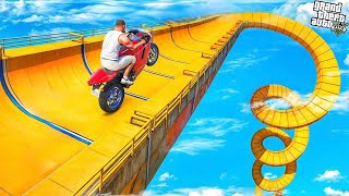 FRANKLIN TRIED THE IMPOSSIBLE SPIRAL MEGA RAMP PARKOUR CHALLENGE GTA 5