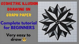 3D Geometric Star Drawing Tutorial | Easy Symmetric Pattern on Graph Paper | Rumi October Art Part 2