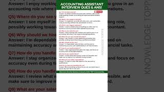 Accounting Assistant Interview Questions and Answers | Account Assistant Job Role