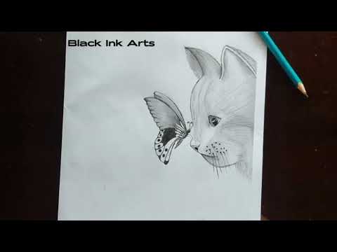 How To Draw A Cat And Butterfly - Step By Step Tutorial || Easy Drawing For Beginners #art #sketch