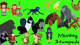 animal stampede part - 8 | monkey stampede green screen | gorilla version | monkey run