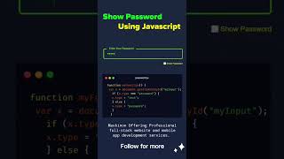 Password Show Using Javascript #csscode #htmlcss #cssdeveloper #javaforbeginners