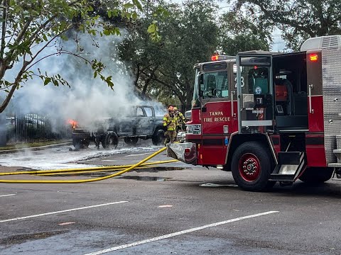 The Heroic Tampa Fire Department responds to a vehicle fire