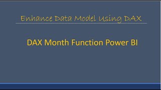 DAX month Function  Find month from a date power BI