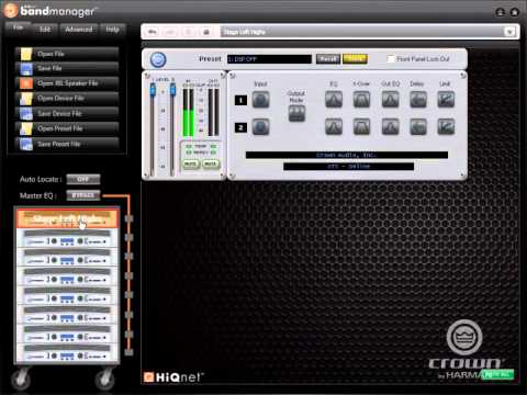 HiQnet Band Manager: Loading Device File into XTi Amplifier