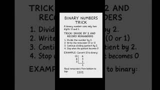 🔥Convert Decimal to Binary in Seconds! | Binary Trick for Students#shortsfeed#education#engineering