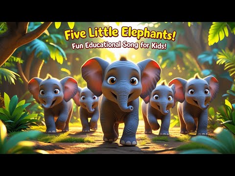 Five Little Elephants! Fun Educational song for Kids! | Nursery Rhymes @HussainBabuKidsTv