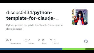 GitHub - discus0434/python-template-for-claude-code: Python project template for Claude Code cent...