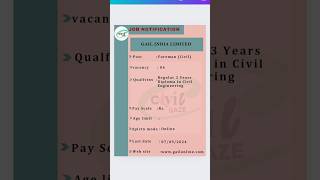 Foreman (Civil) /Gail India Limited #shortfeed #shorts #short #shortvideo #shortvideo #shortsviral
