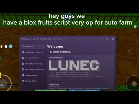 NEW* LUNEC HUB Blox fruits op auto farm and auto quest and more!!