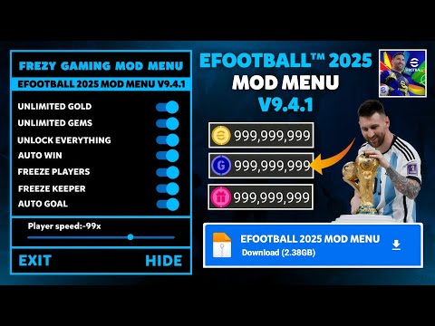eFootball PES 2025 MOD APK v9.4.1 Gameplay Unlimited Coins and Gp, Unlocked | PES 2025 MOD MENU