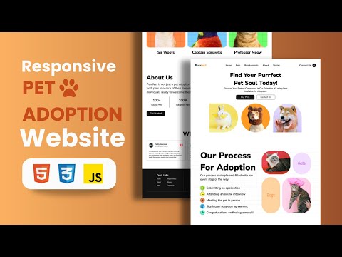 Responsive Pet Adoption Website Using HTML CSS & JavaScript