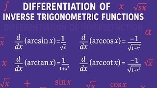 Derivative of Inverse Trigonometric Functions (ContinuityandDifferentiabilityclass12)#important#math