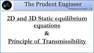 Module 9  || 2D and 3D static Equilibrium Concept || Principle of transmissibility ||