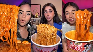 Extra Creamy Spicy Buldak Samyang Noodles Mukbang TikTok Compilation ASMR