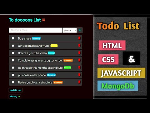 Todo List Javascript | Todo List Project Using html css and js |#mongodb #javascript