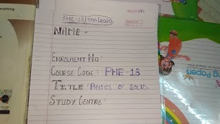 IGNOU ALL SOLVED ASSIGNMENT || PHE-13 || BSC