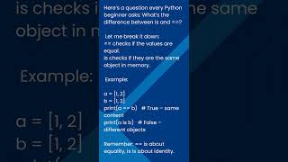 Python’s Most Confusing Comparison: is vs == #ai #artificialintelligence #futuretech #python