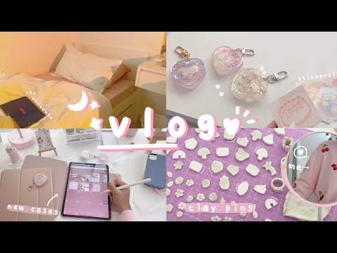 🍒 vlog : clay pins, sunset lamp, picnic brunch, ipad accessories & more