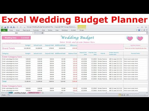 Excel Wedding Budget Spreadsheet | Expenses Tracker | Cost Calculator | Plan Wedding Day Finances
