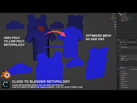 Clo3D to Blender Clothing Retopology Workflow Mesh Optimisation Low Poly Mesh Creation Marvelous