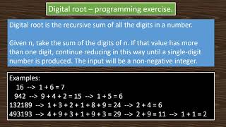 Sum of Digits/Digital Root: A Python Programming Exercise for beginners