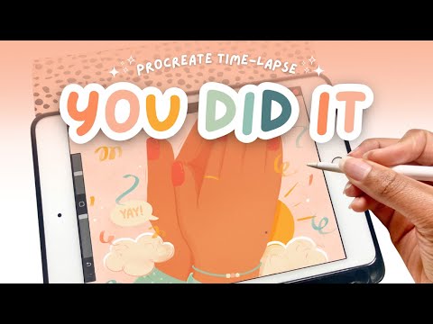 Illustrating a Celebration Greeting Card 👏🎉 Procreate Digital Art Time Lapse