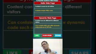 Static vs Dynamic Web Page | Difference between Static and Dynamic web page  #csclasses   #ytshorts