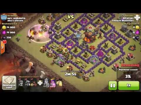 Clash of Clans: Clan war attack with Hogs lvl 5 vs Town hall 10 base!!!