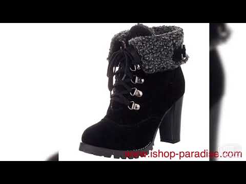 Ankle furry lace up boots women’s winter shoes sb83