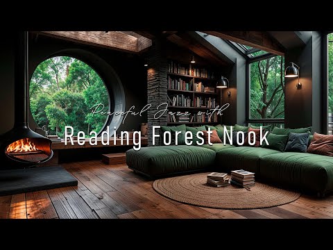 Reading Forest Nook & Cozy Jazz Instrumental - Living Room Jazz Overlooking Forest Ambience To Relax