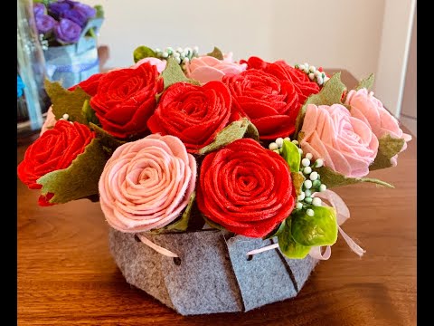 BAZIMA DIY Felt Flower Art Craft Kit——Roses Pot Making Tutorial