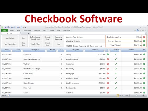 Excel Checkbook Register Spreadsheet for Bank Accounts, Credit Cards. Simple Checkbook Software.
