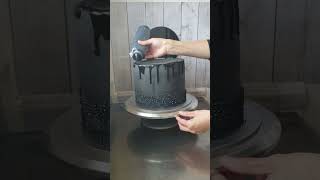 Stunning black drip cake #shorts #cakeart #cakedecorating #caketrends #dripcake #blackisbeautiful