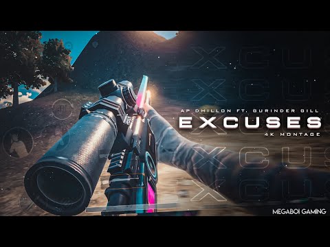 AP DHILLON - EXCUSES 🤍| 4K 60FPS BGMI MONTAGE | 5 FINGER CLAW + GYRO | IPHONE XR | MEGABOi GAMING