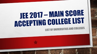 JEE main score - College list