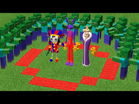 POMNI try NOT to LEAVE red CIRCLE ! JAX and KINGER CHALLENGE - Amazing Digital Circus in Minecraft