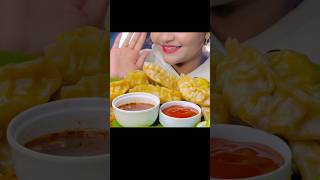 ASMR EATING CHICKEN MOMOS #spicyfoodie #mukbang #bigbitechallenge