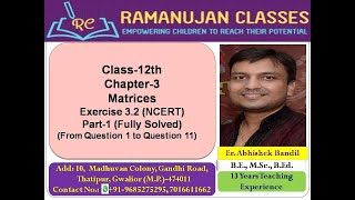 Class 12 maths chapter 3 matrices ncert exercise 3.2 part 1