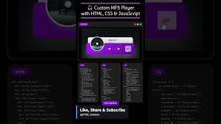🎧 Custom MP3 Player with HTML, CSS & JavaScript #html5 #css3 #webdesign #javascript